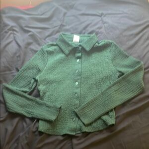 No Boundaries Green Button Down Shirt